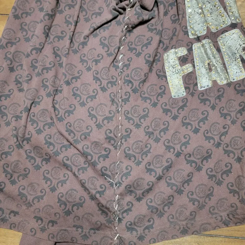 Cezer LS Brown Unisex Tee w/ Bling "Rich And Famous" - Size 3X - Picture 5 of 10